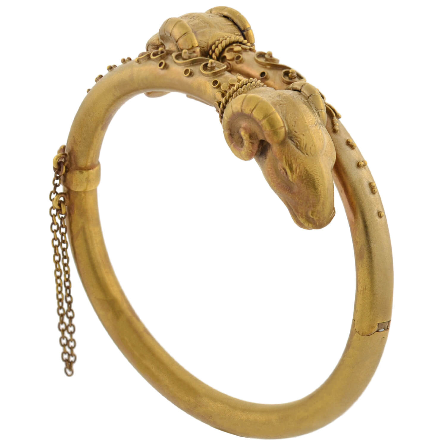 Victorian-Style Rams Head Bangle Bracelet