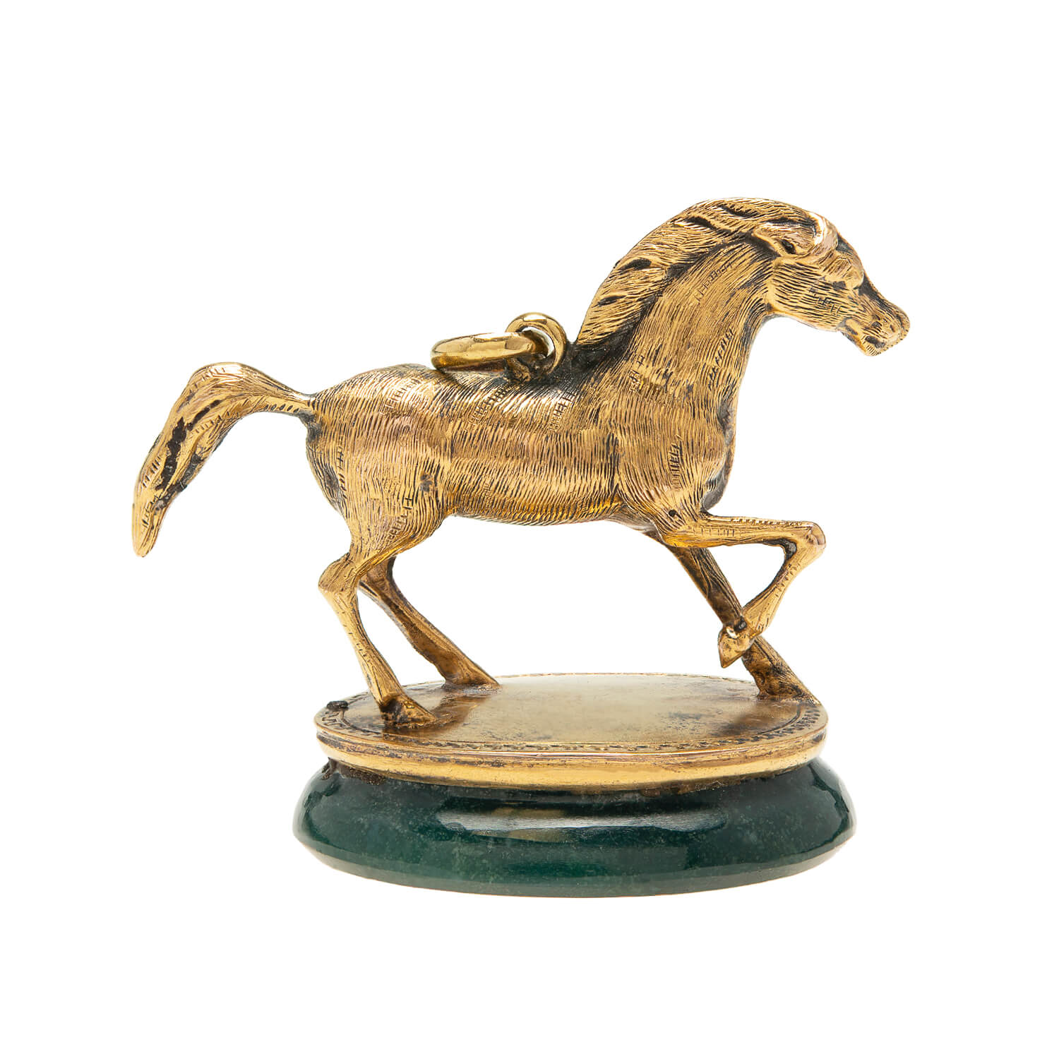 Vintage Brass Horse Head Statue, French Equestrian Trophy