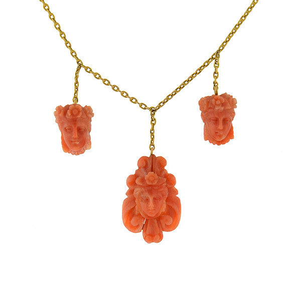 Victorian Coral hot Conversian Necklace