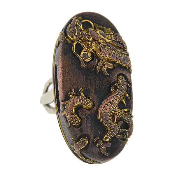 ANTIQUE outlet German Unique Artisan Red Celluloid Copper Ring