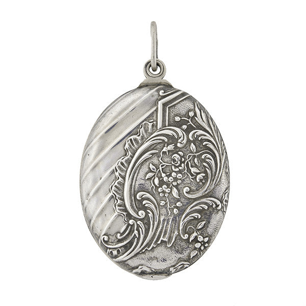 ART NOUVEAU Silver newest LOCKET Pendant Necklace