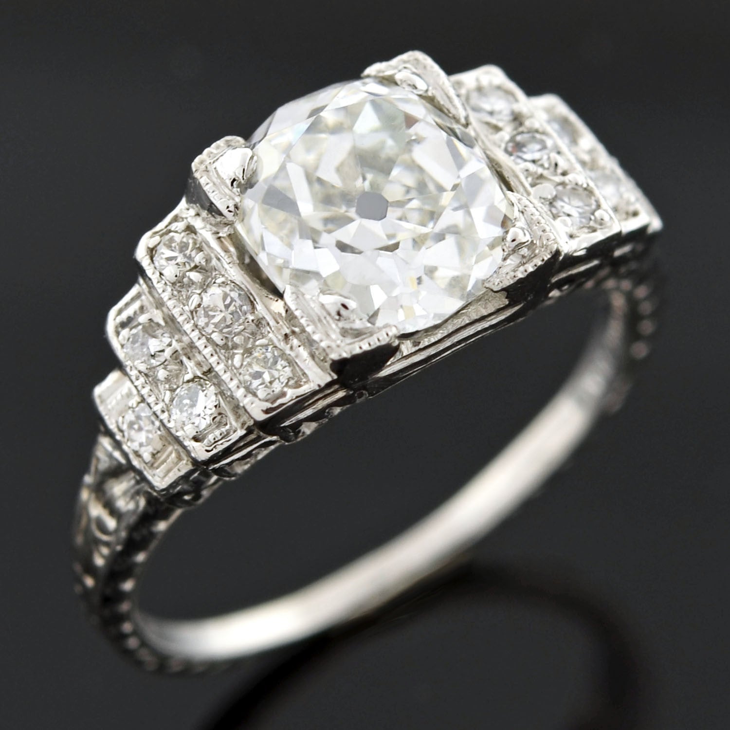 Art Deco Platinum Diamond Engagement Ring 2.16ct