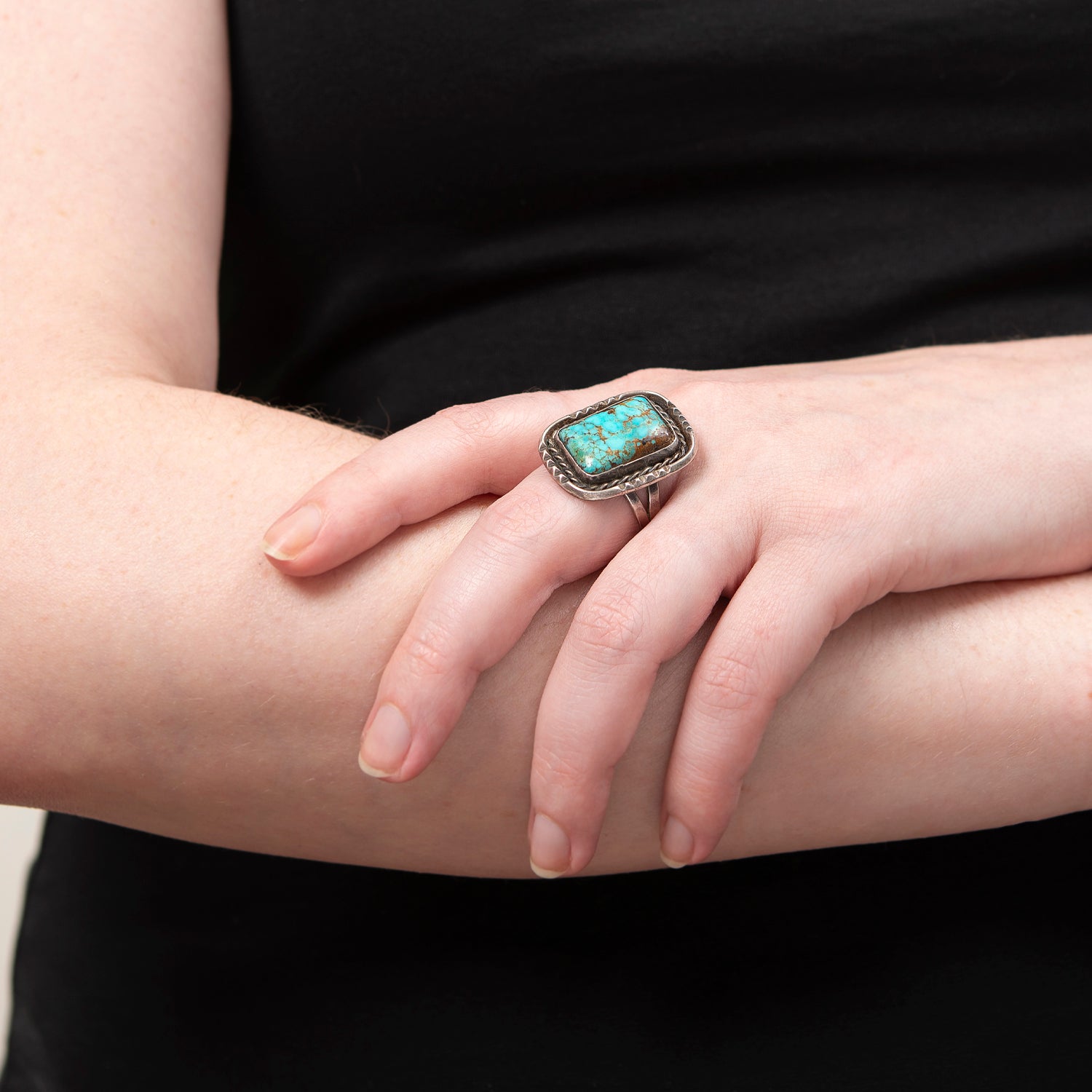 Vintage Native American Silver selling Sterling Turquoise 3-Stone Ring Size 10