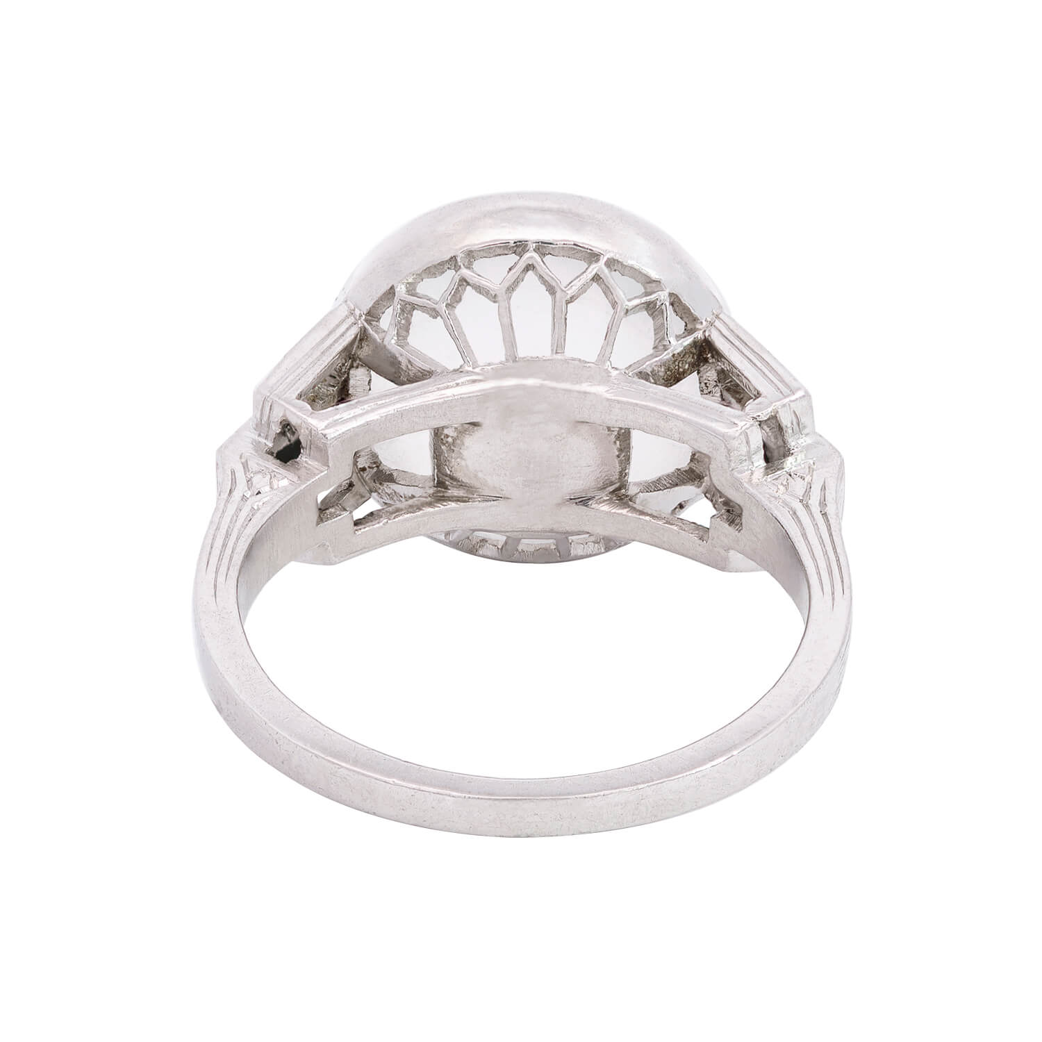 Art Deco Platinum Moonstone & Diamond Ring