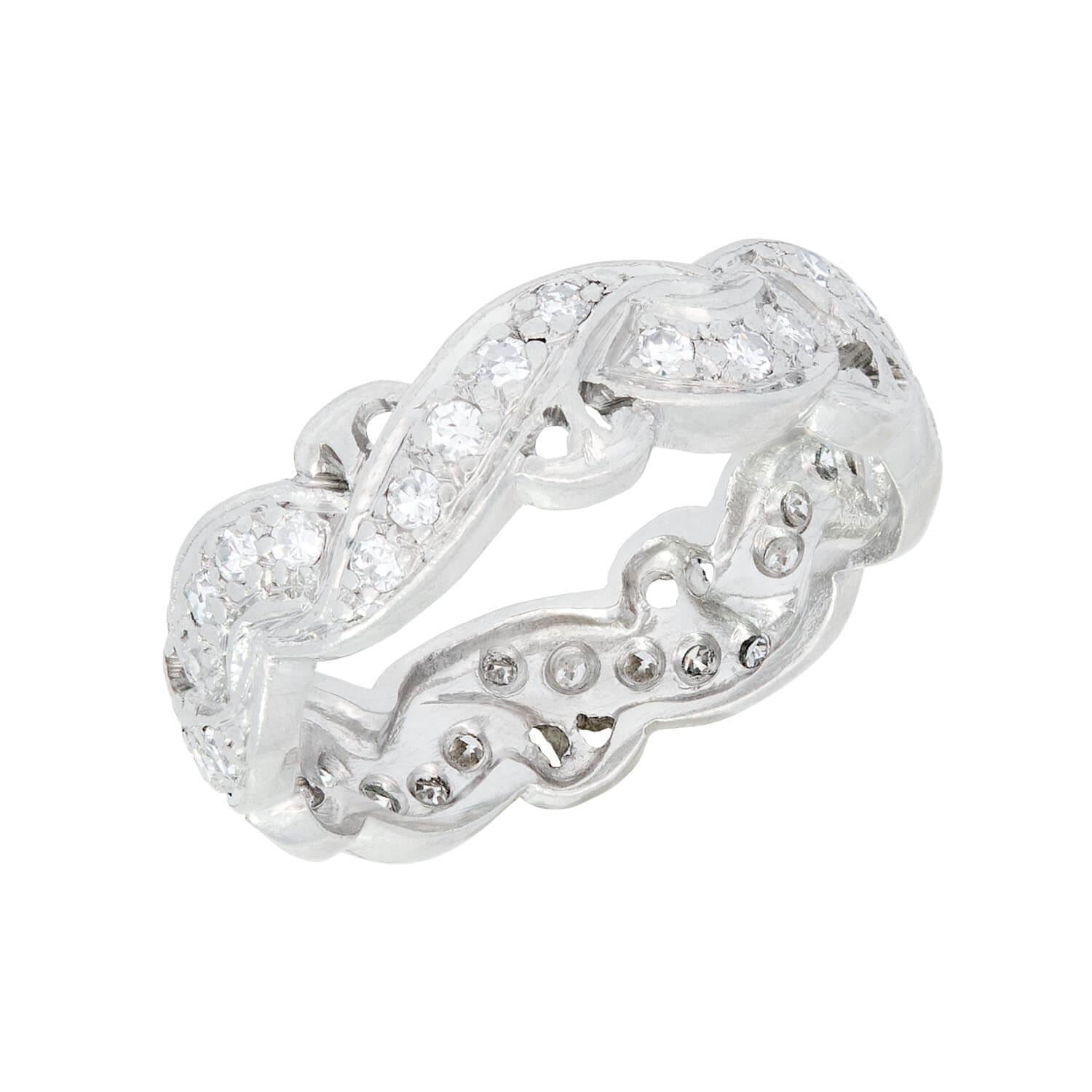 Late Art Deco Platinum Diamond Braided Band