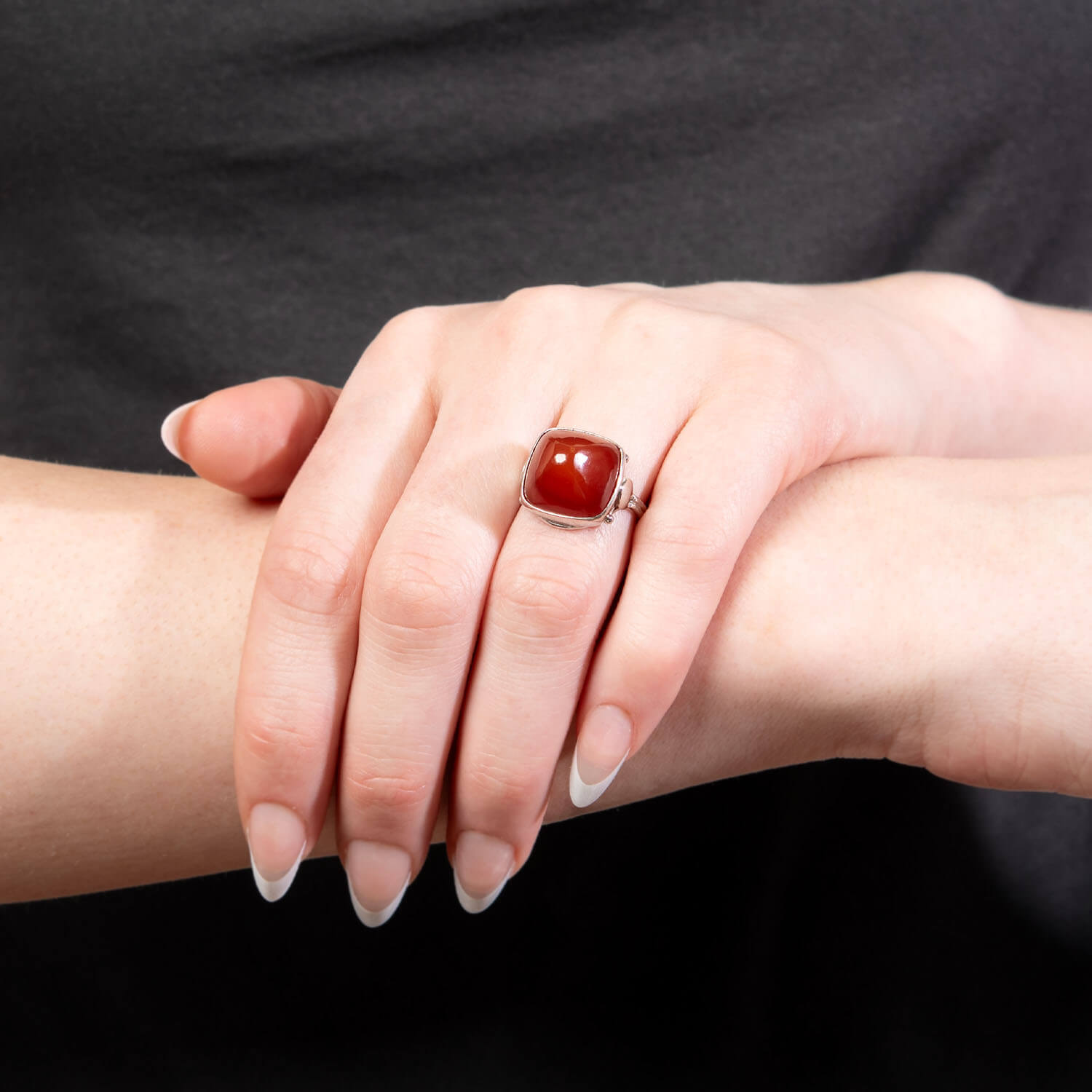 Art Deco Sterling Silver Carnelian Ring