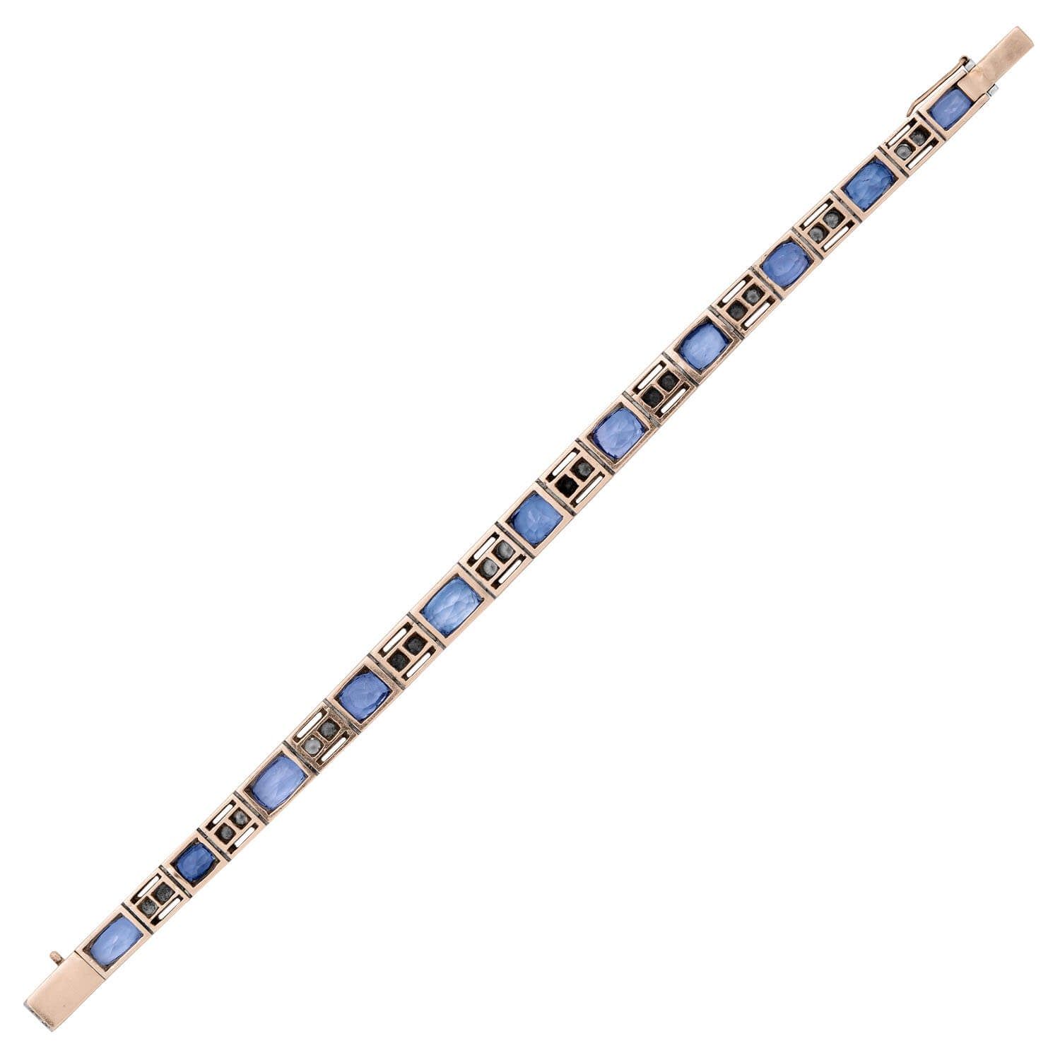 Art Deco Sterling GIA No Heat Ceylon Sapphire Line Bracelet 14CTW