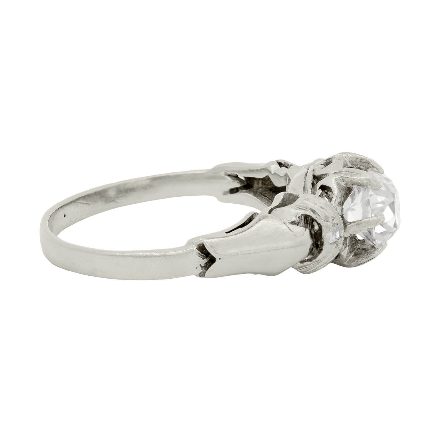 Edwardian Platinum Cushion Cut Engagement Ring .98ct