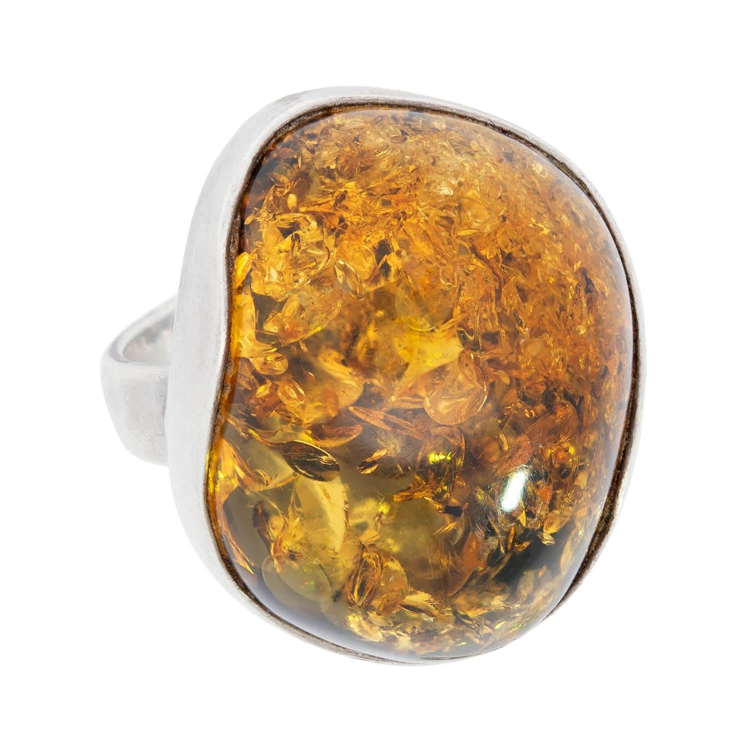 Vintage Polish Sterling Silver Baltic Amber Ring