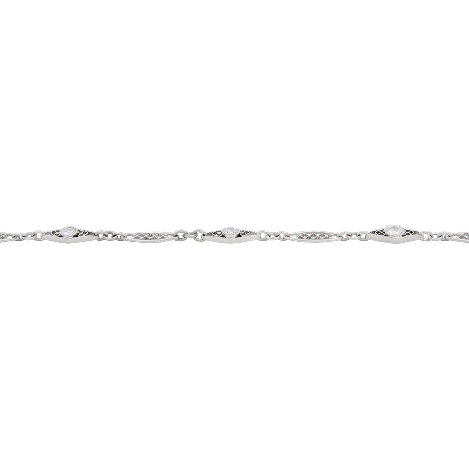 Art Deco Platinum/14k Diamond Filigree Bracelet