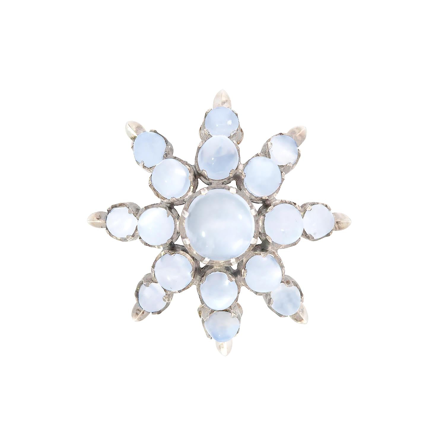 Victorian Sterling Silver Moonstone Starburst Pendant