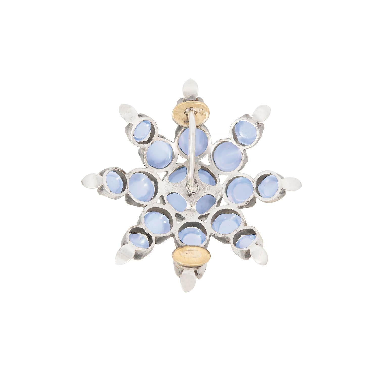 Victorian Sterling Silver Moonstone Starburst Pendant