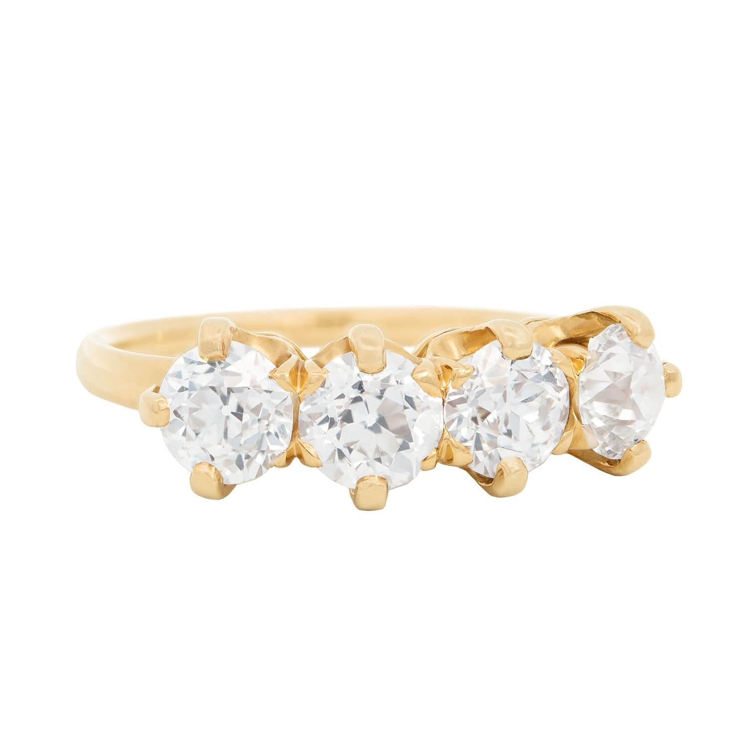 TIFFANY & Co. Victorian 18k Four Stone Diamond Engagement Ring 1.80ctw