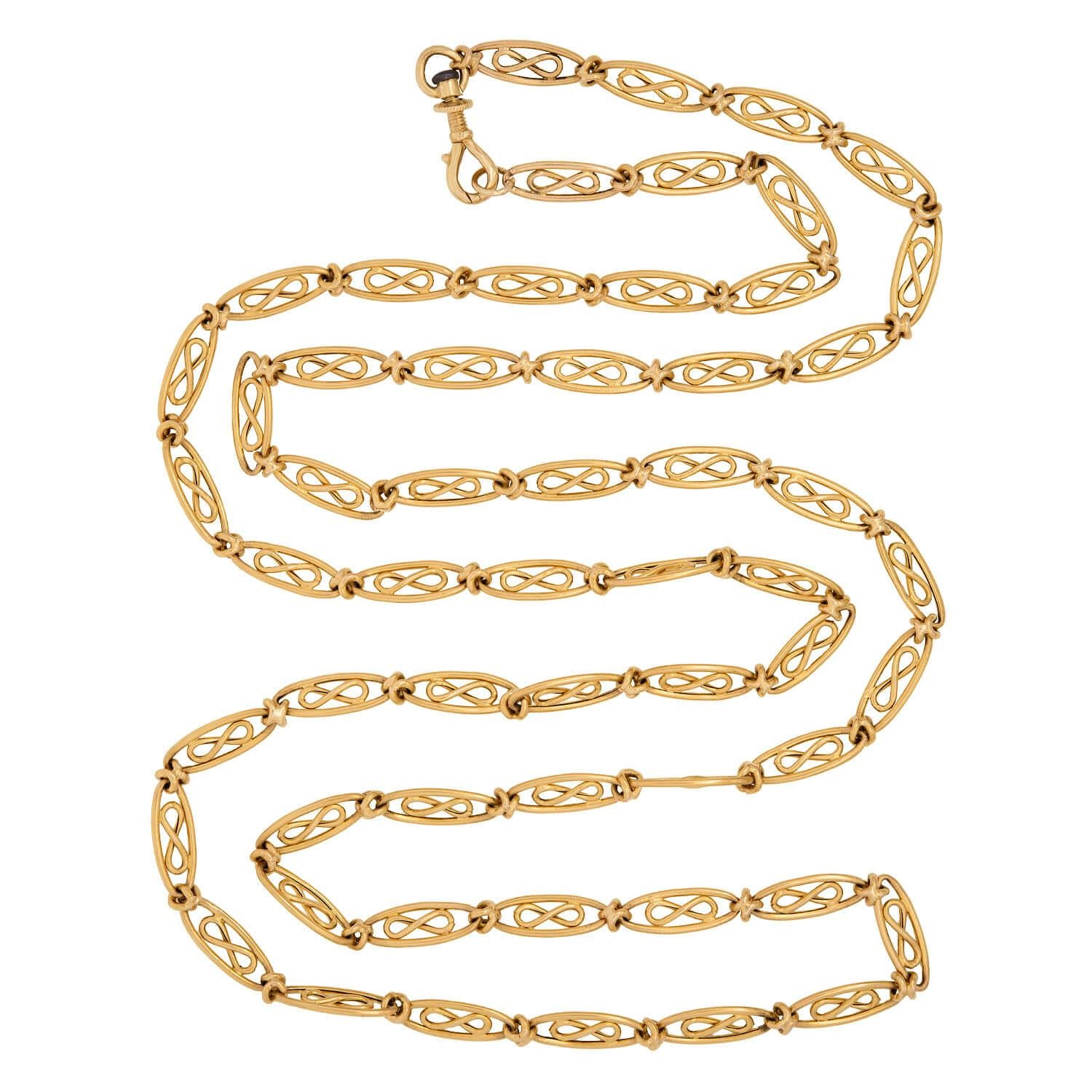 Art Nouveau French 18k Eternity Link Necklace