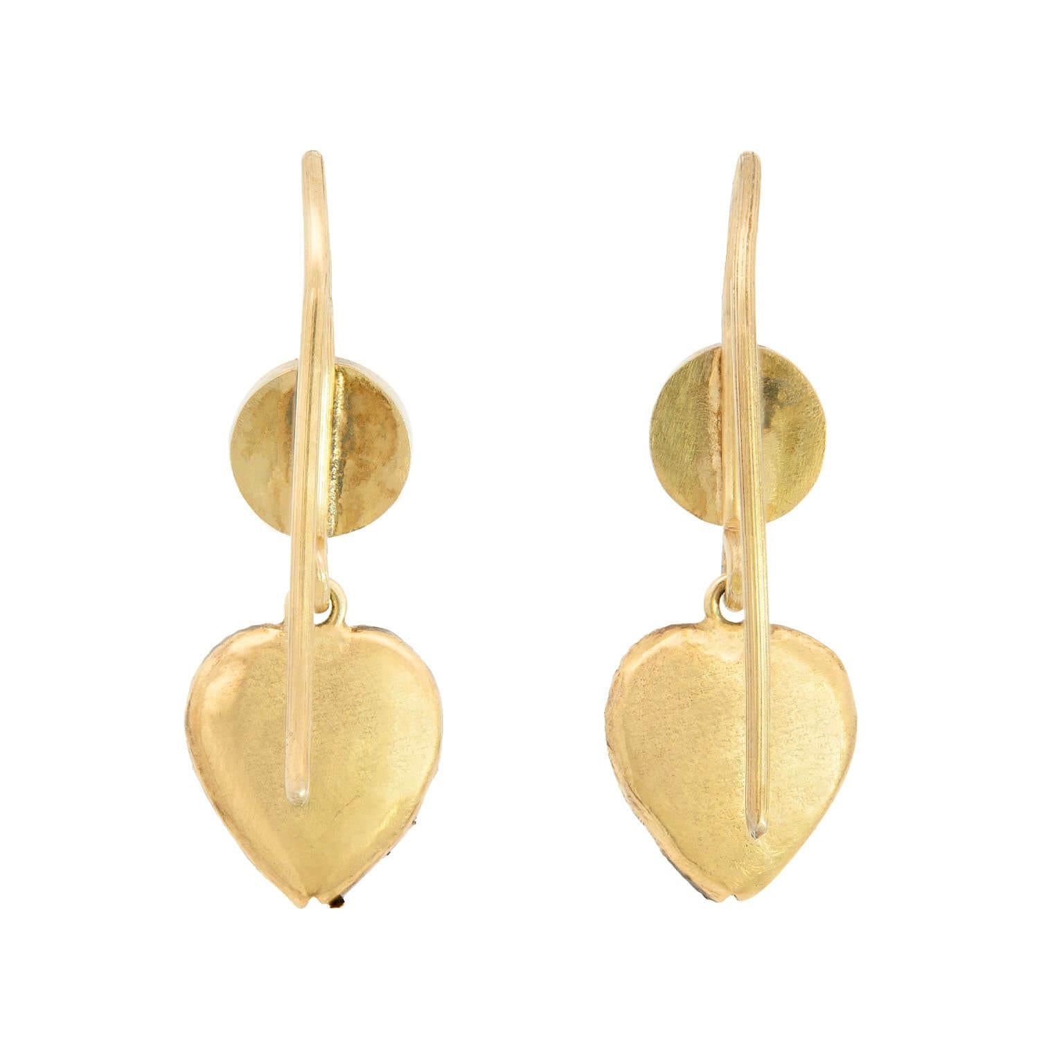 Victorian Saphiret Gilt Metal Heart Drop Earring