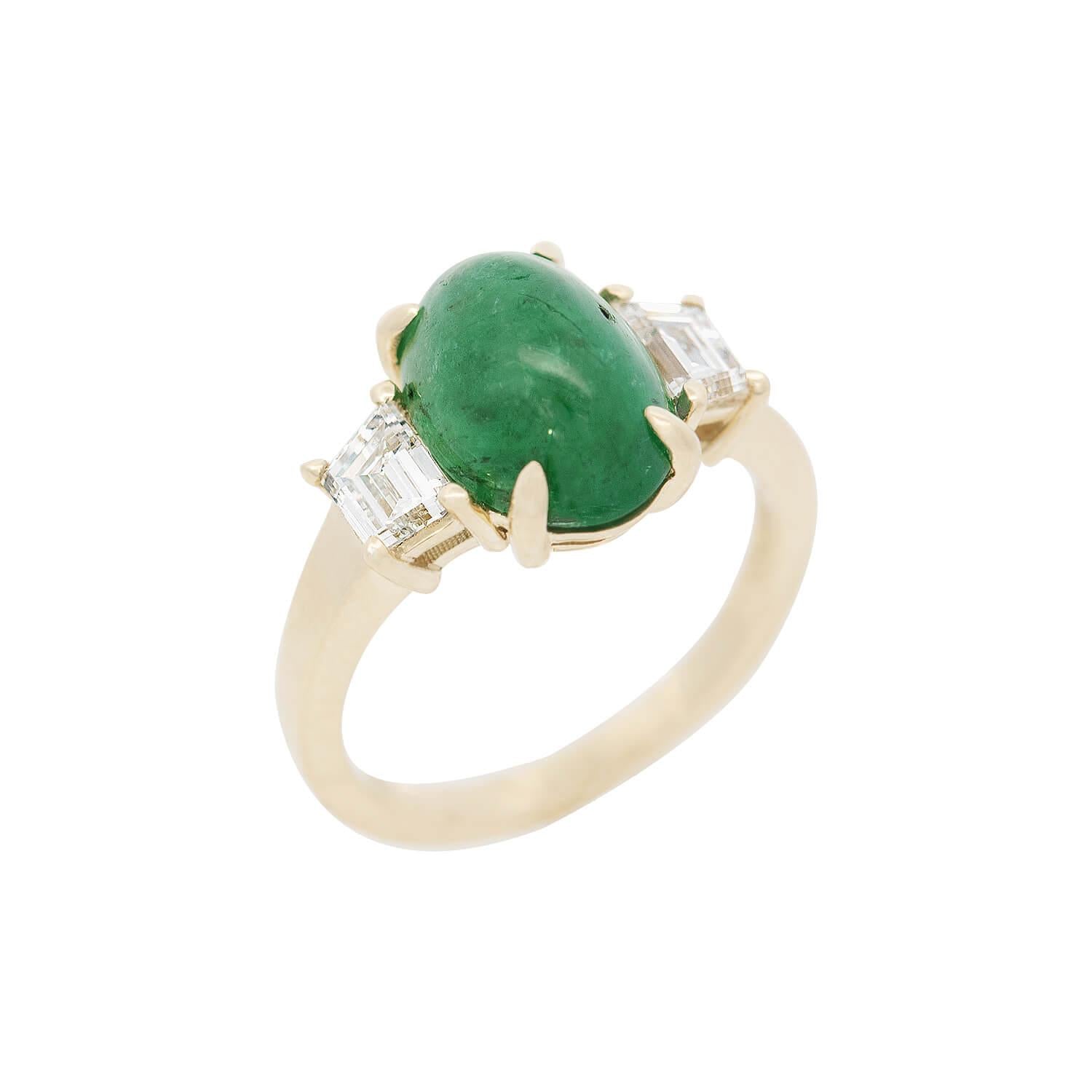 Retro 18k Emerald and Diamond Ring