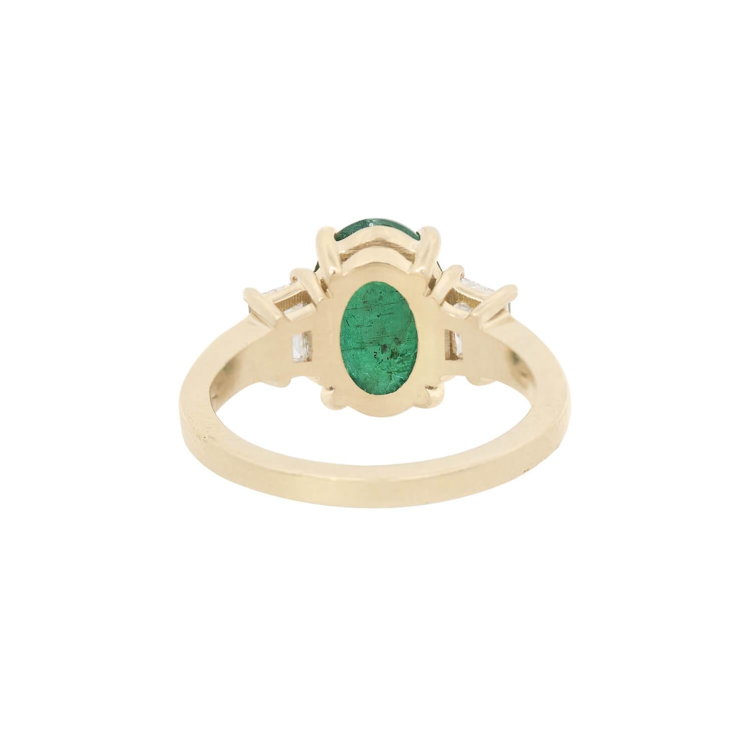 Retro 18k Emerald and Diamond Ring