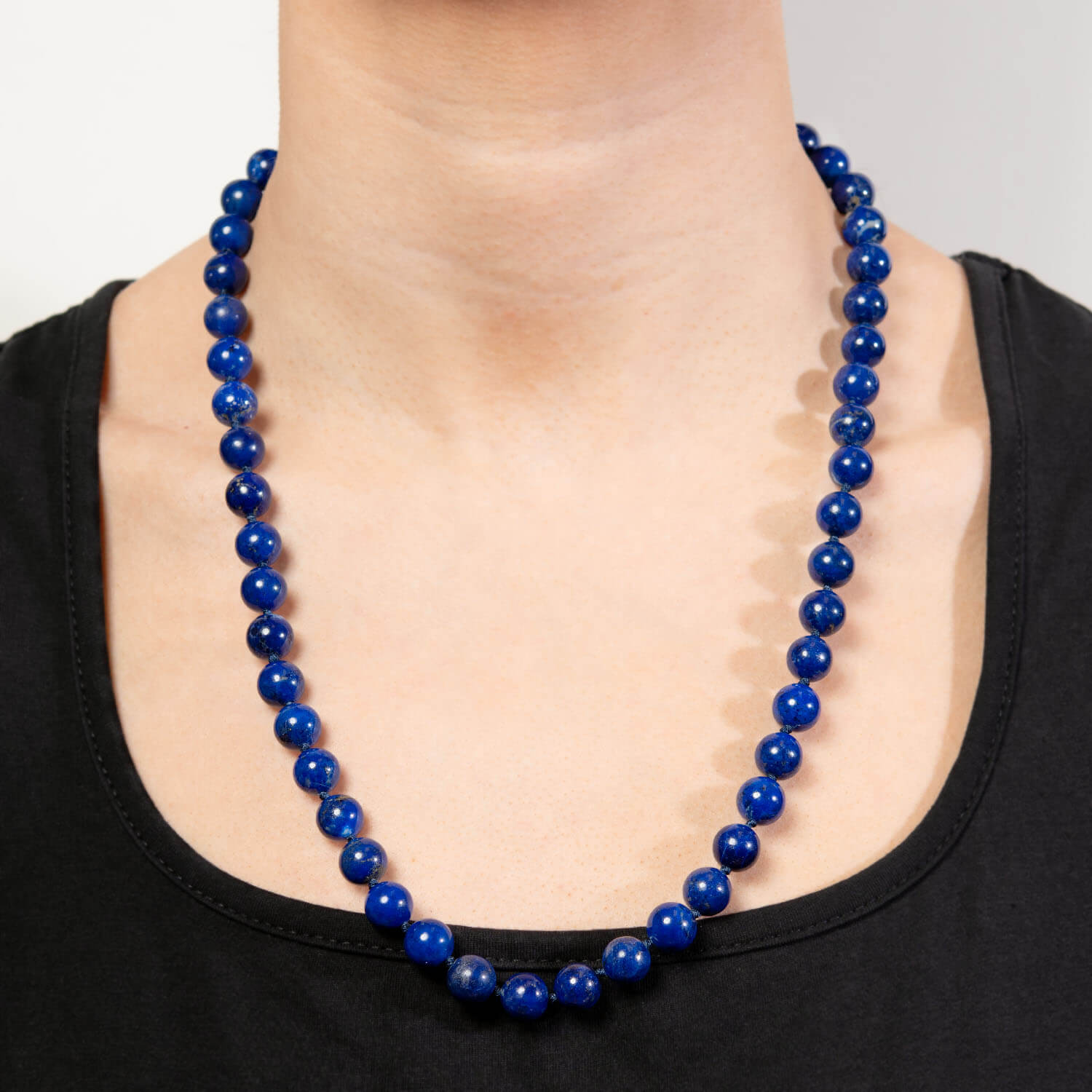 Estate Gold Filled Lapis Bead Necklace 24"