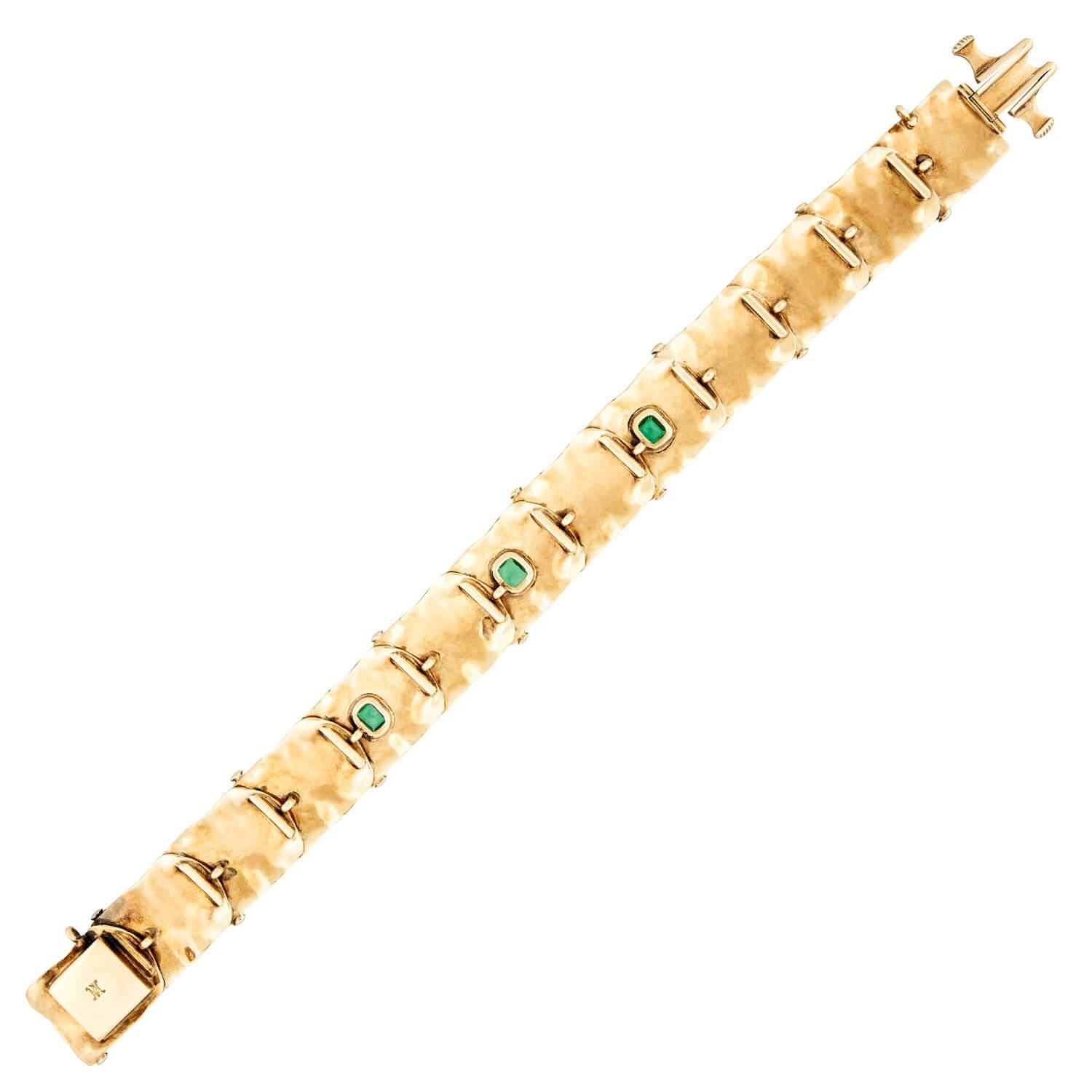 A.J. HEDGES & CO. Edwardian Mixed Metals Emerald Bracelet