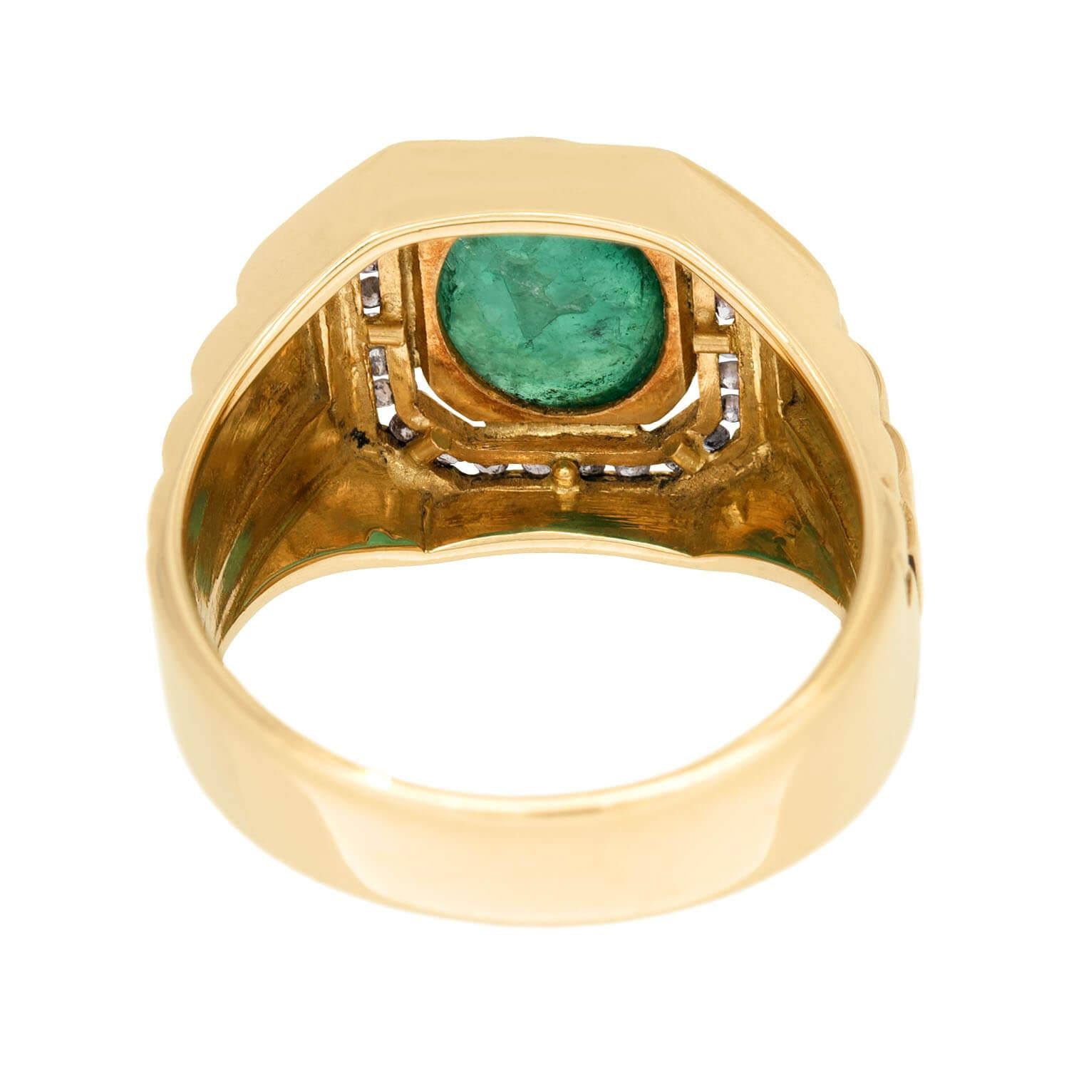 Vintage 18k Emerald Diamond Ring