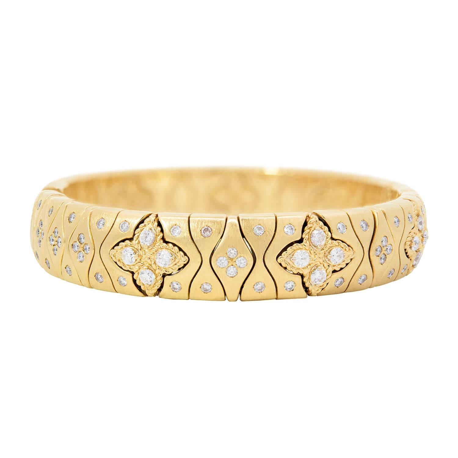 18kt yellow gold flower cuff popular bracelet