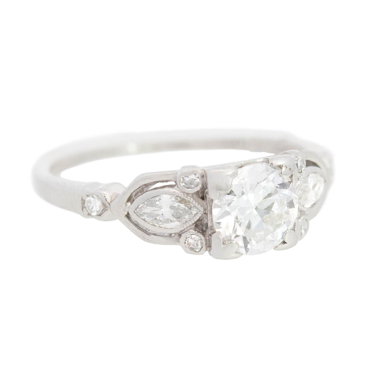 Art Deco Platinum Diamond Engagement Ring 0.70ct