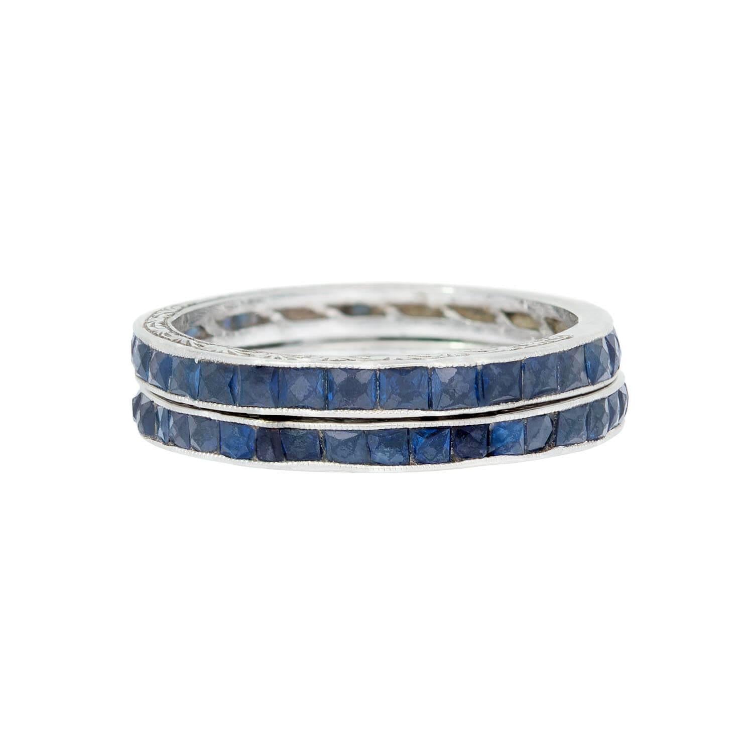 Art Deco 18k Sapphire Eternity Bands