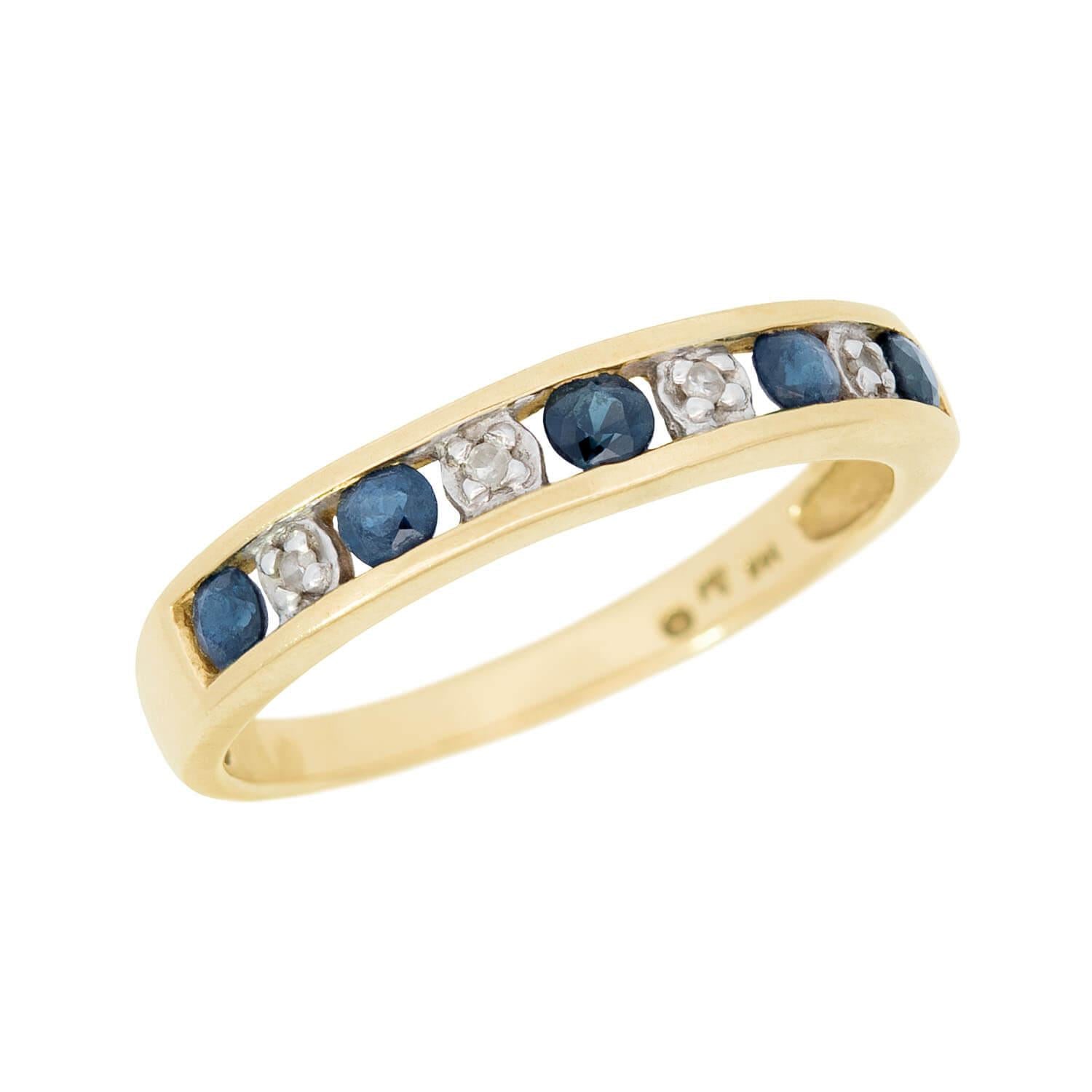 Estate 14k Sapphire and Diamond Band