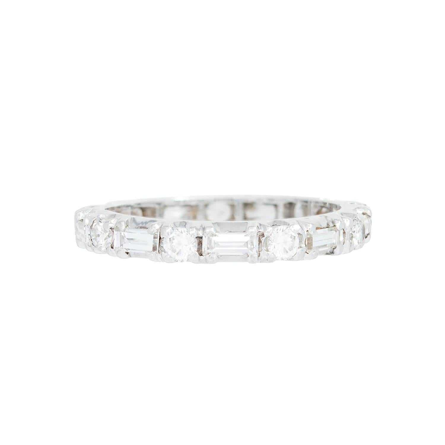 Estate Platinum Mixed Cut Diamond Eternity Band