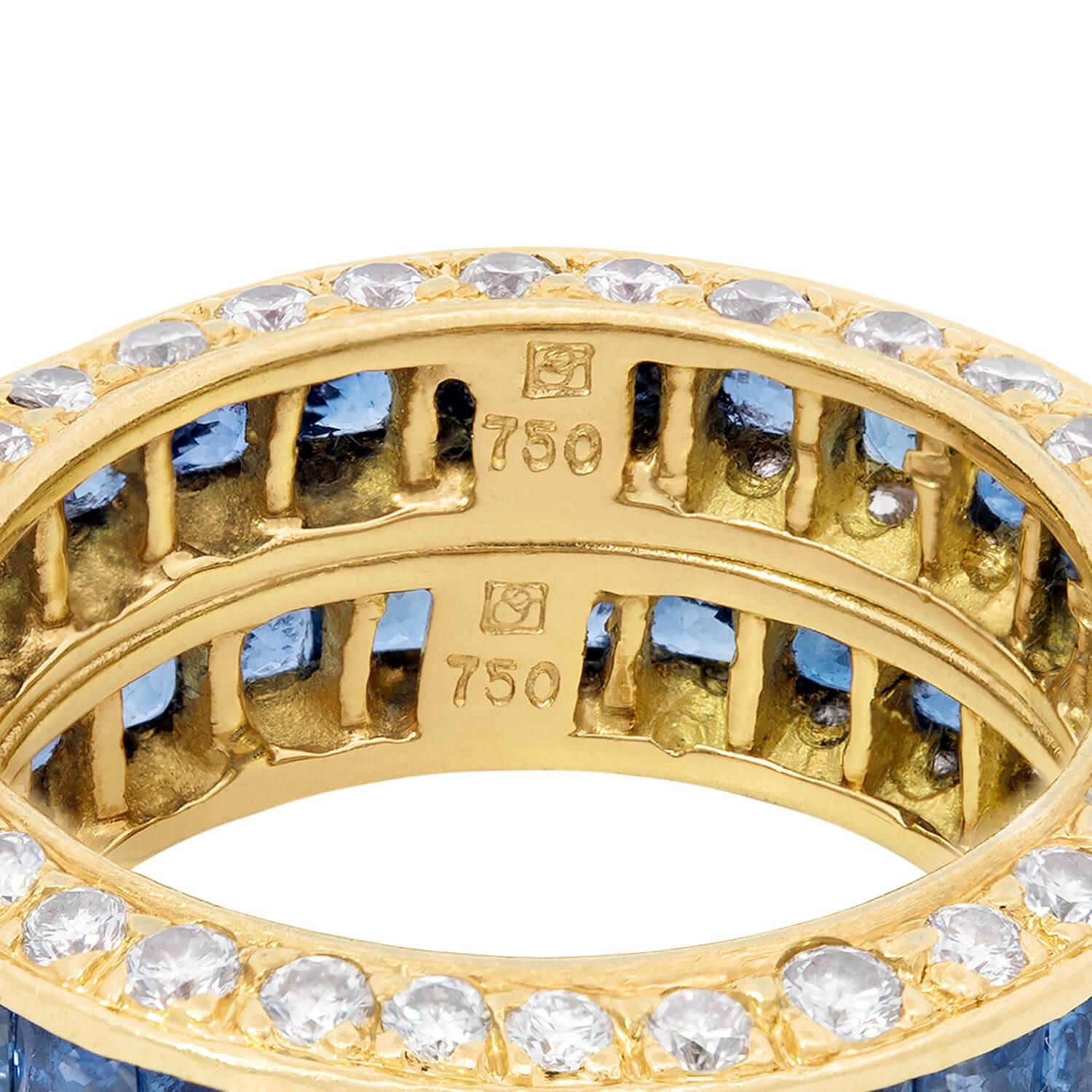 Estate 18k Sapphire and Diamond Eternity Band Set