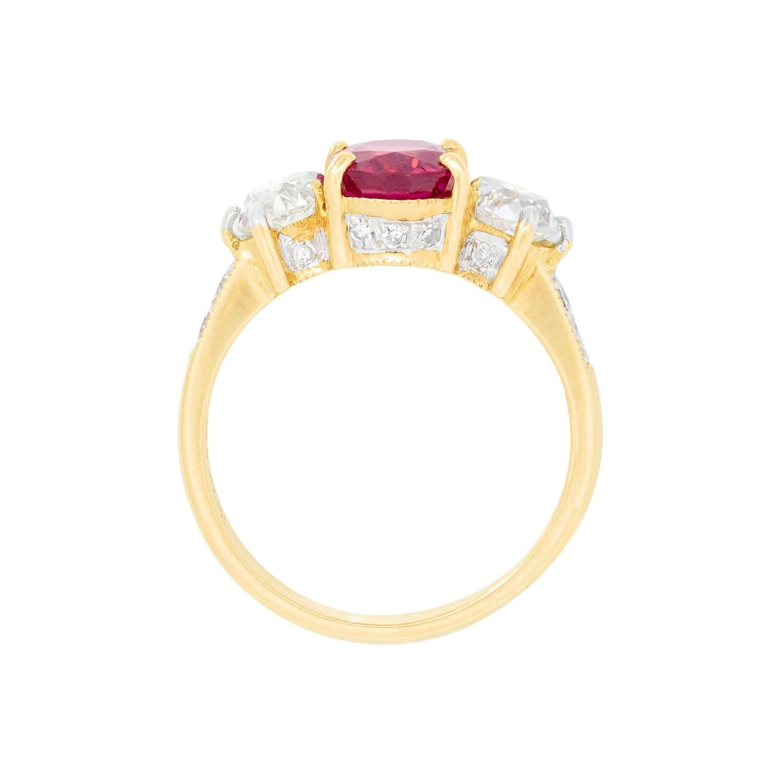 Estate 18k Natural Spinel and Diamond Ring