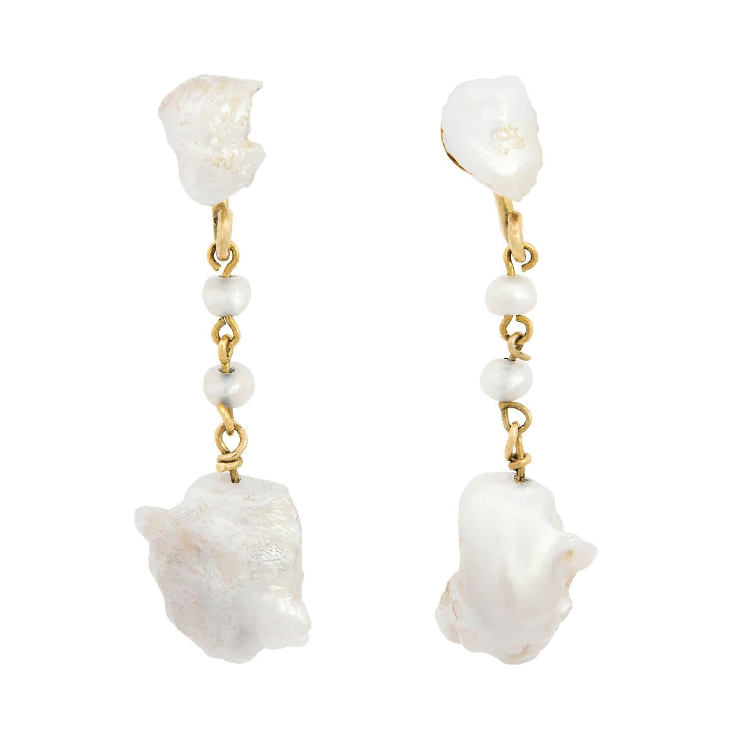 Victorian 14k Pearl Drop Earrings