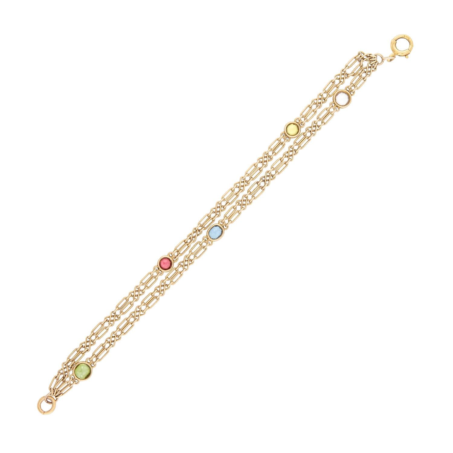 Art Nouveau 15k Multi Stone Bracelet