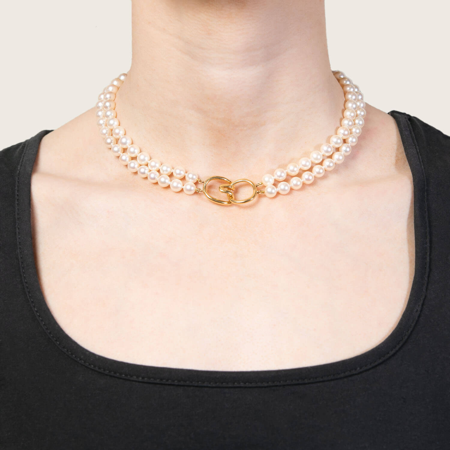 TIFFANY & CO. Estate 18k Pearl Necklace Double Strand