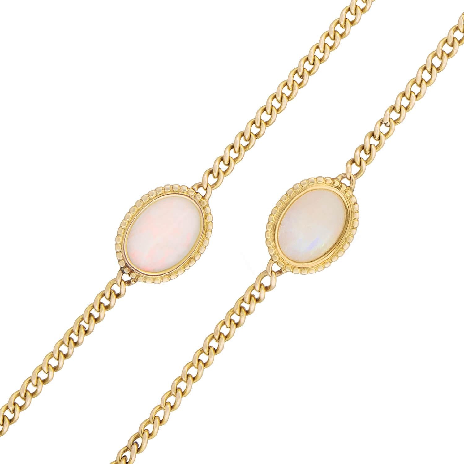 Edwardian 14k Opal Watch Chain