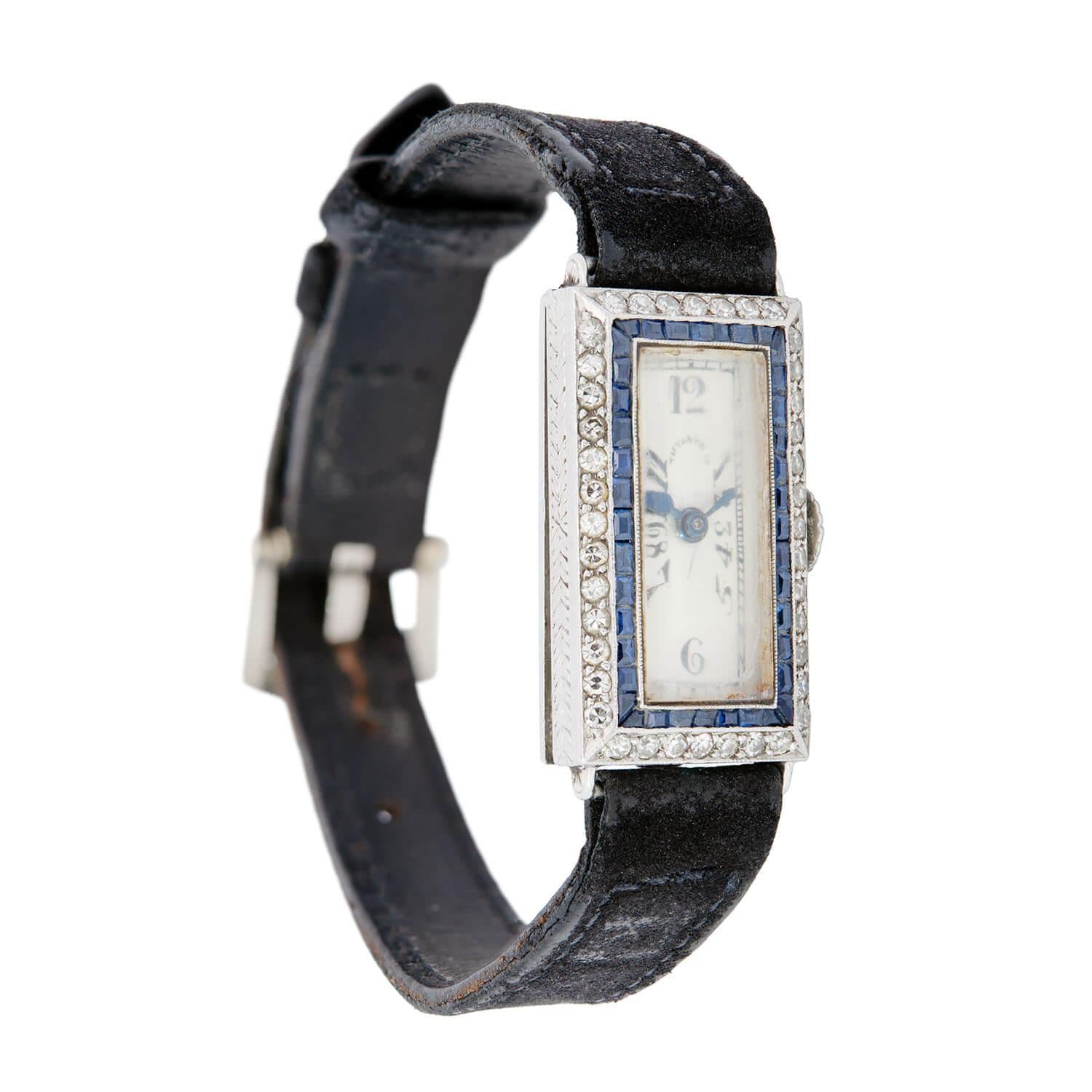 TIFFANY & CO. Art Deco Platinum Sapphire and Diamond Watch