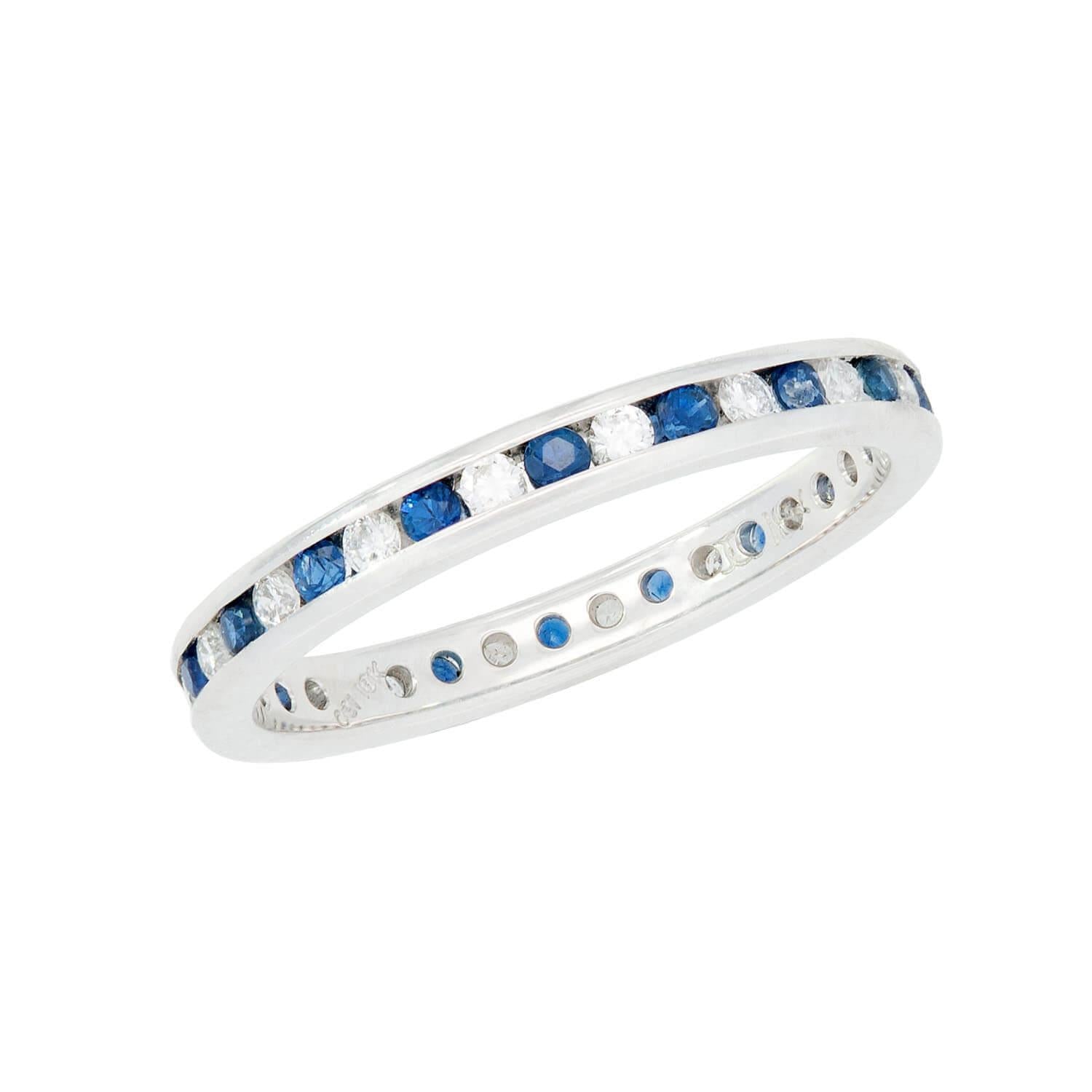 Estate 18k Sapphire and Diamond Eternity Band