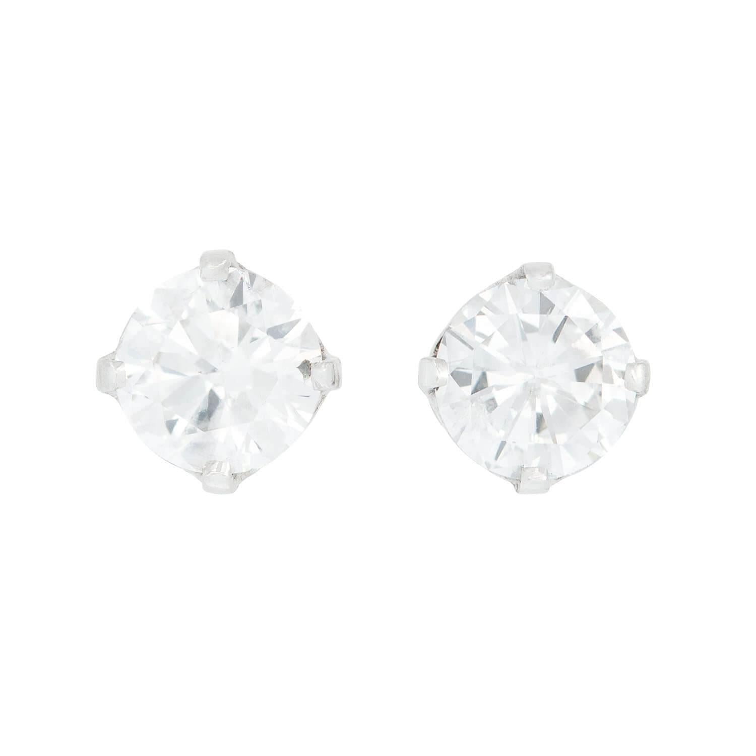 Estate Platinum Diamond Stud Earrings