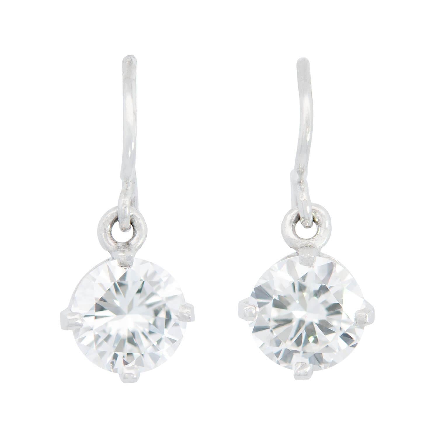 Estate Platinum Diamond Drop Earrings