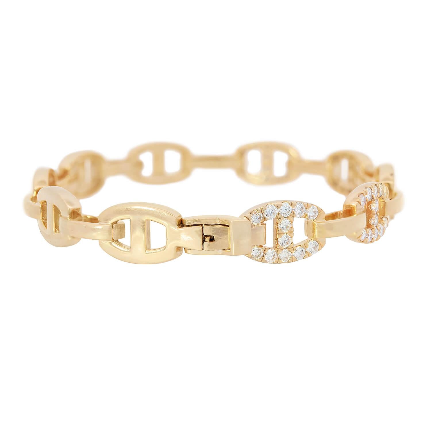 Estate 18k Diamond Anchor Link Bracelet