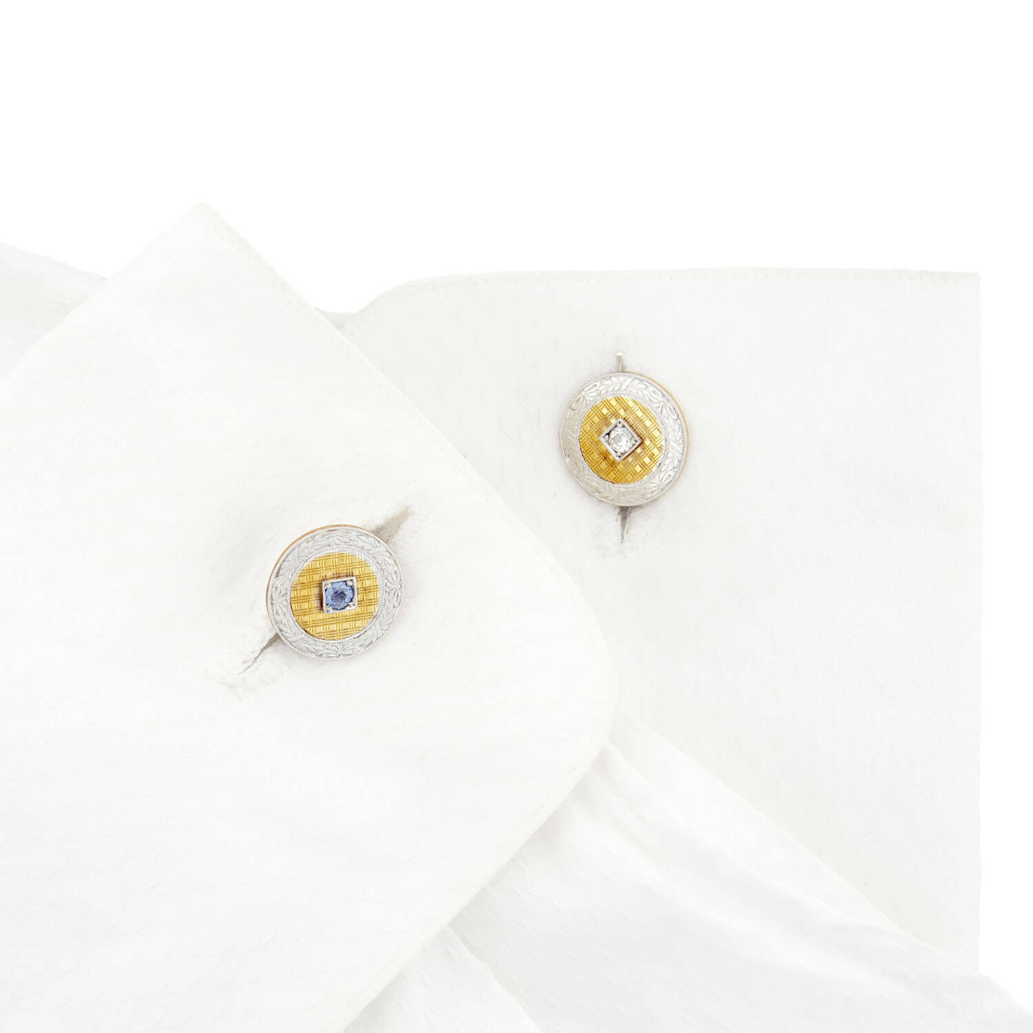 RIKER BROS Victorian 14k and Platinum Diamond and Topaz Cufflinks