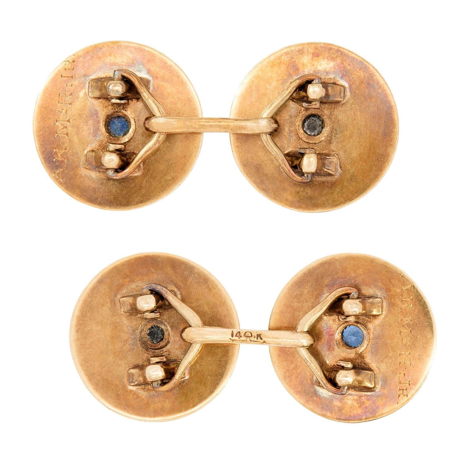 RIKER BROS Victorian 14k and Platinum Diamond and Topaz Cufflinks