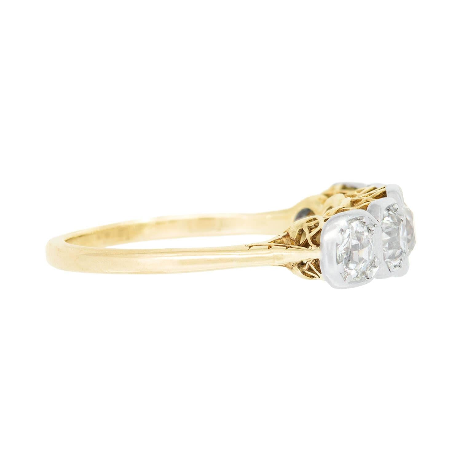 Edwardian 18k and Platinum 5 Stone Engagement Ring