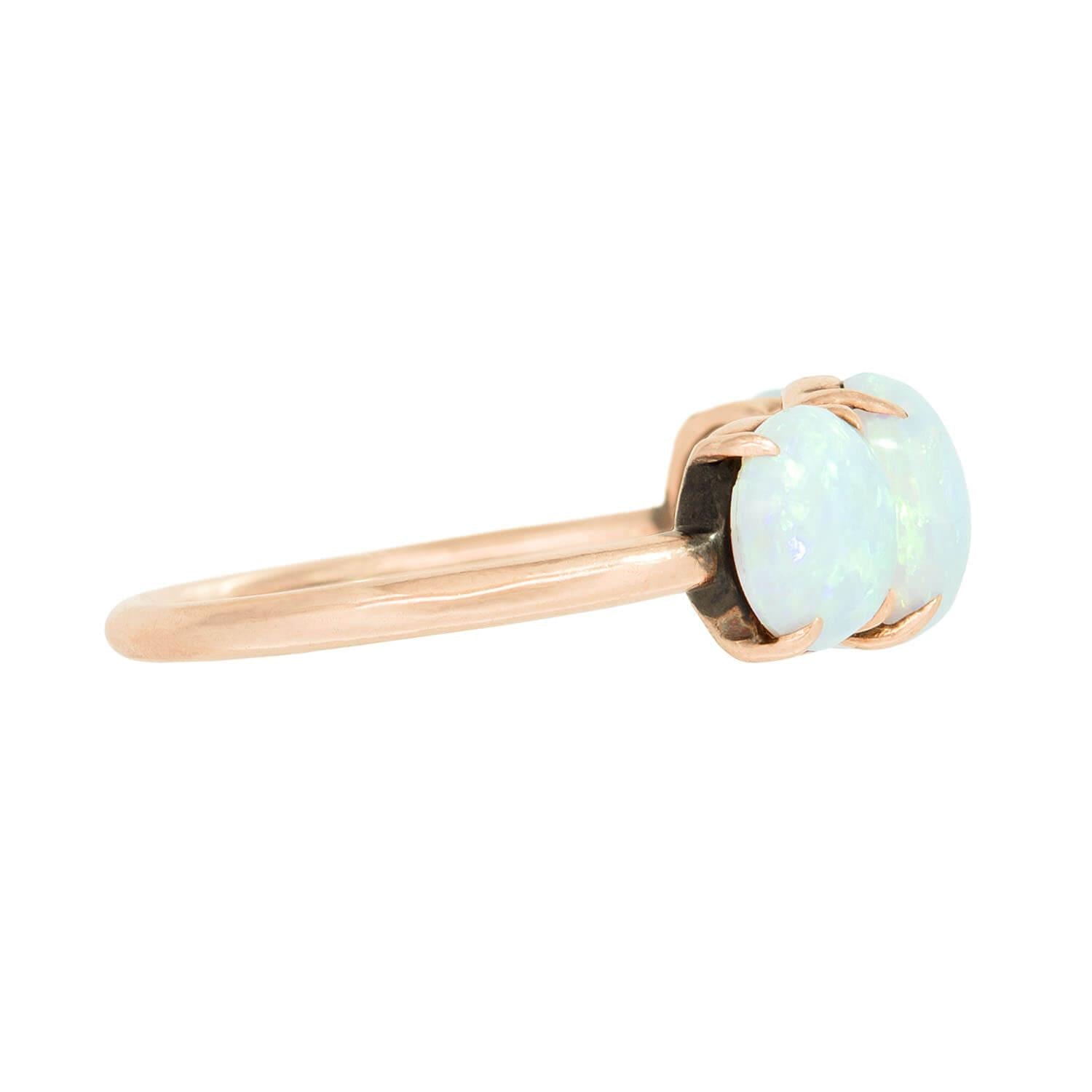 Victorian 14k Opal Three Stone Ring