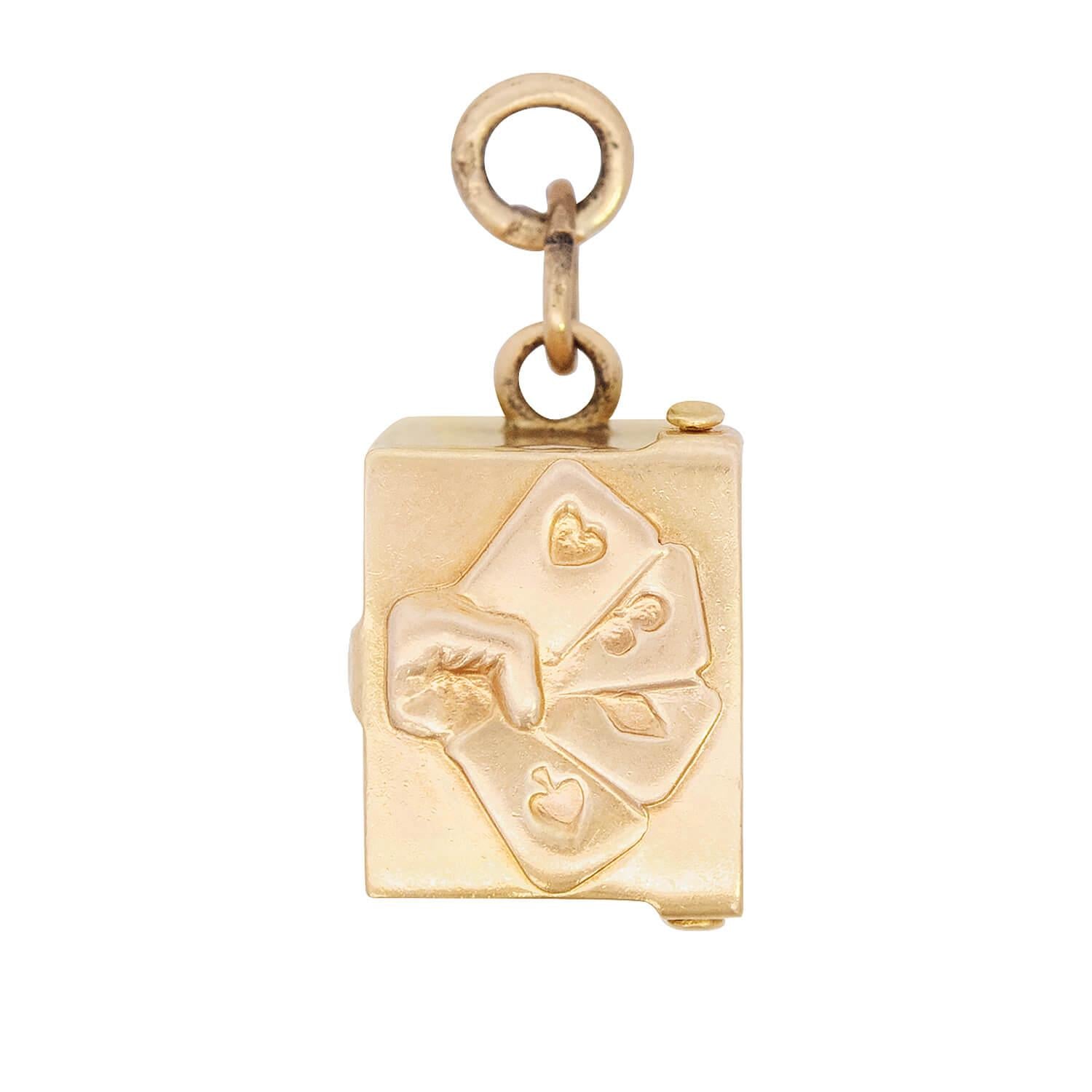 Vintage 14k Deck of Paper Cards Charm