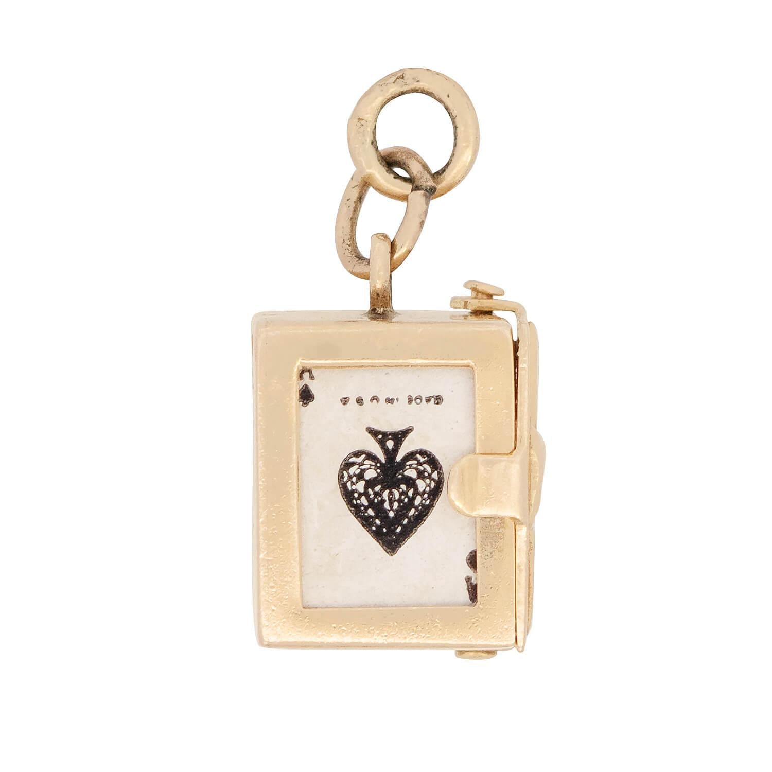 Vintage 14k Deck of Paper Cards Charm