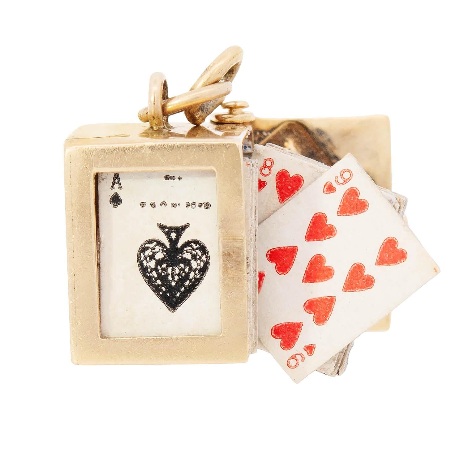 Vintage 14k Deck of Paper Cards Charm