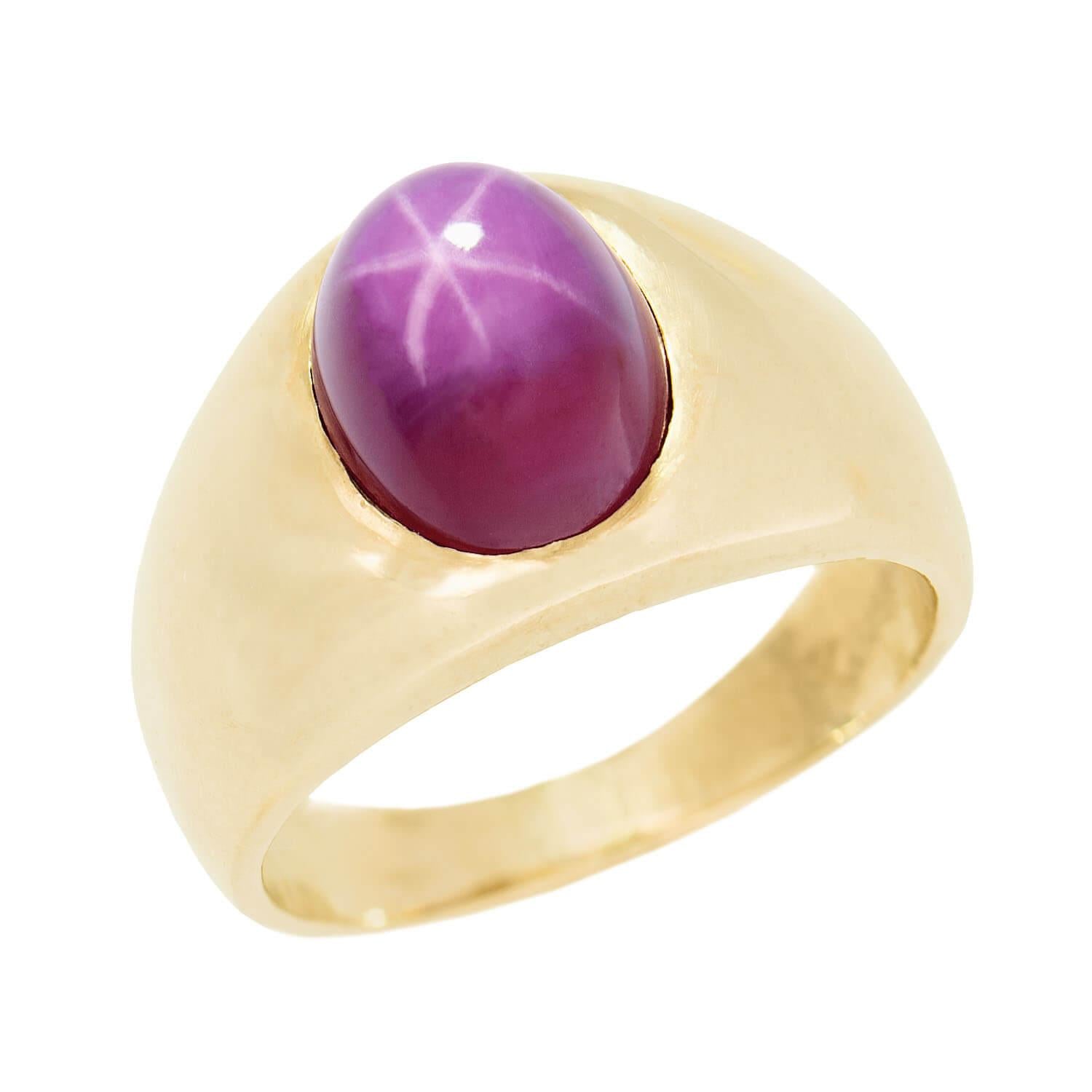 Edwardian 14K Star Sapphire Flush Mount Ring