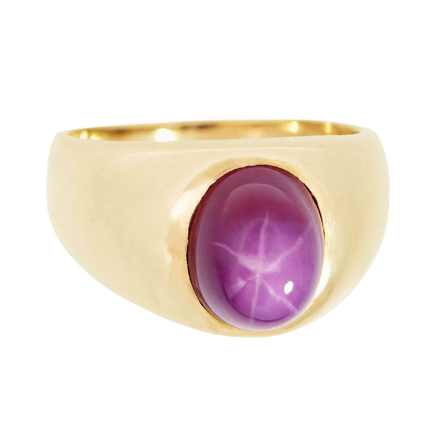 Edwardian 14K Star Sapphire Flush Mount Ring