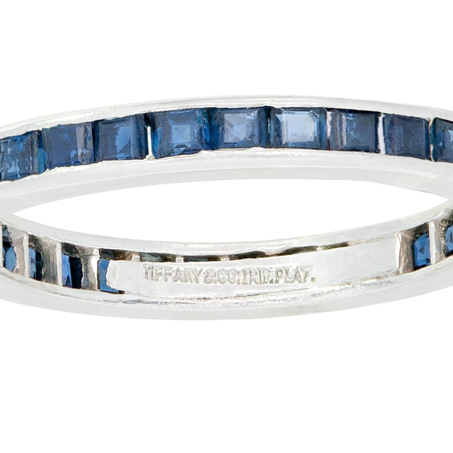 TIFFANY & CO Art Deco Platinum Sapphire Eternity Band